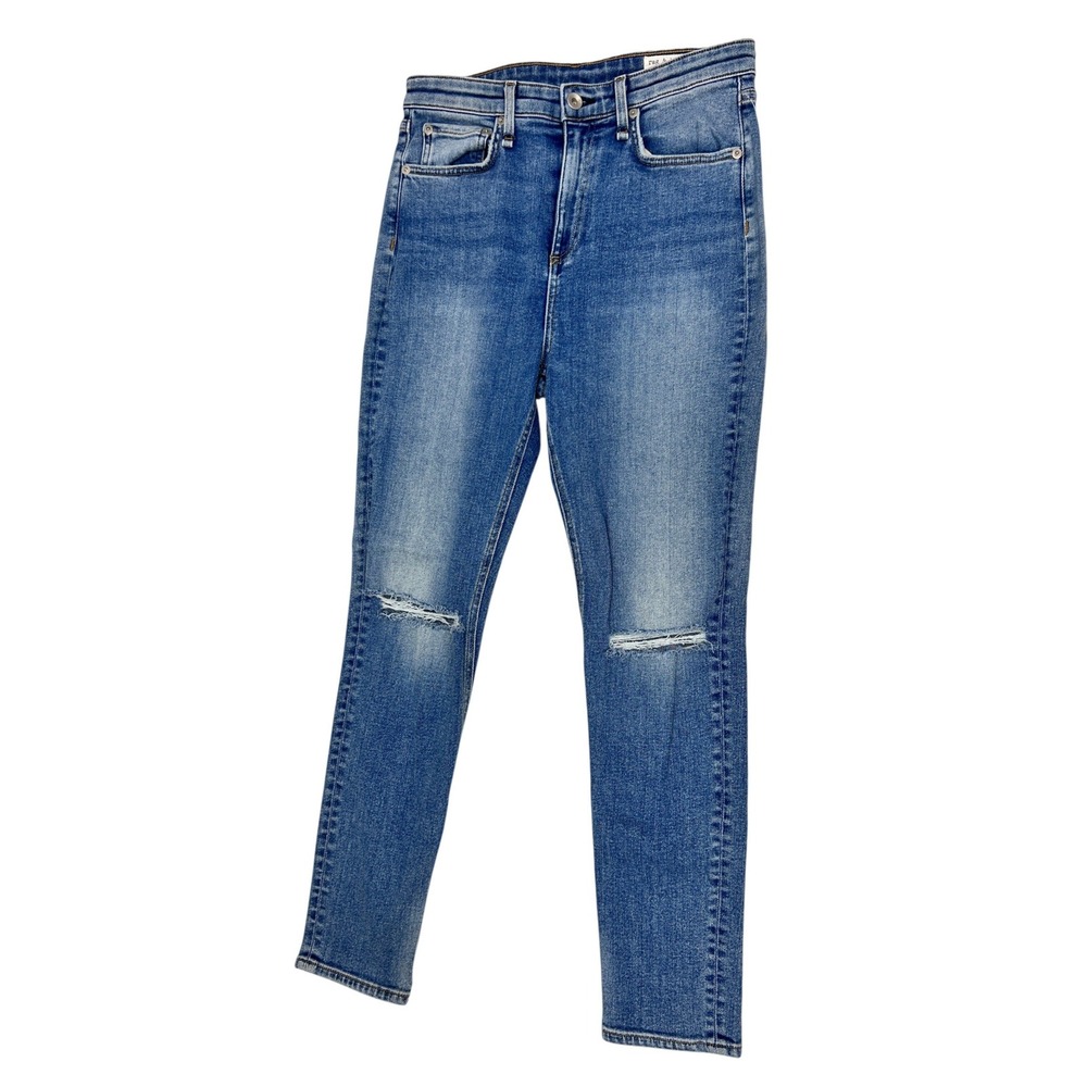 Rag & Bone Nina High-Rise Ankle Skinny Jeans Womens 29 Blue Excellent Distressed